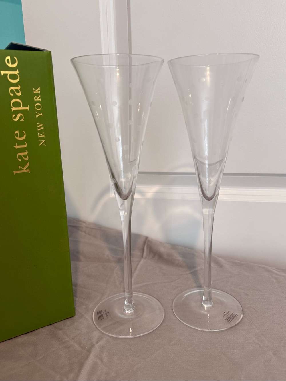 kate spade Clear Crystal Larabee Dot Toasting Flute Pair
